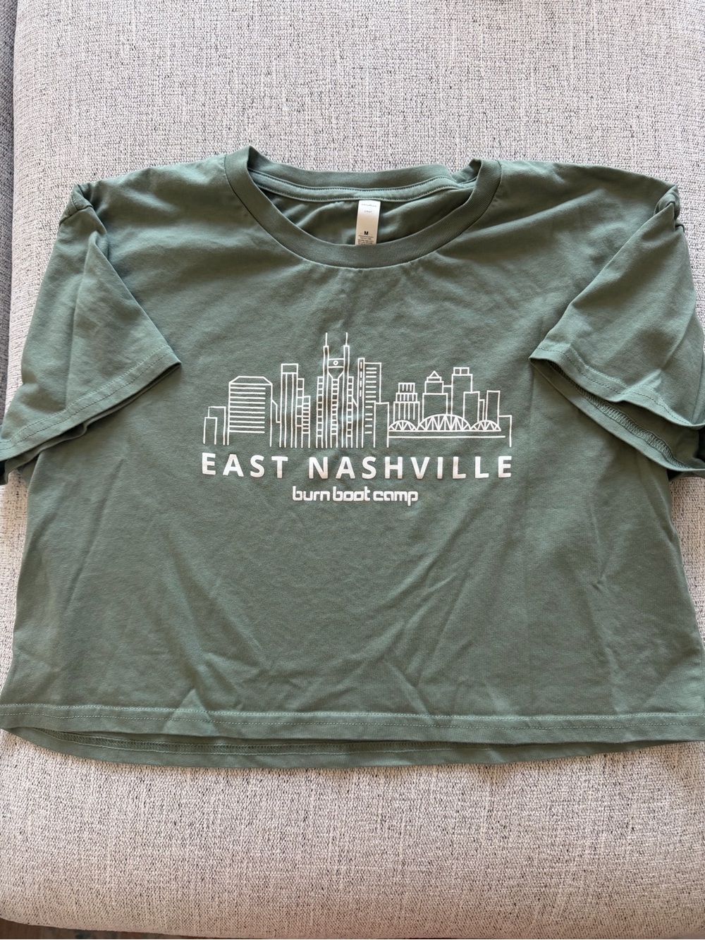 Burn Boot Camp East Nashville Olive Graphic Crop Tee
